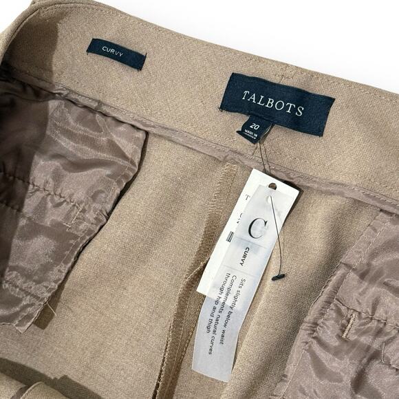 NWT Talbots Curvy Tan Straight Leg Dress Pants Trousers Plus Size 20 Stretch - Picture 3 of 10